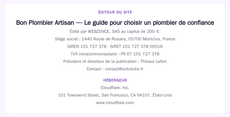 Coordonnées légales de l&rsquo;éditeur et de l&rsquo;hébergeur du site